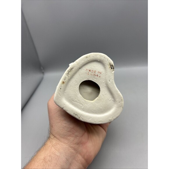 Vintage Ceramic Elephant White/Gold Glossy 4” Playing Instrument Rose Heart Base - Picture 5 of 8